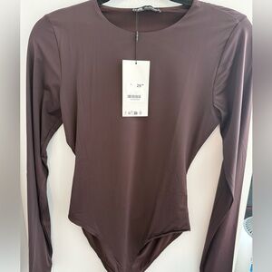 Zara Chocolate Brown Long Sleeve Bodysuit